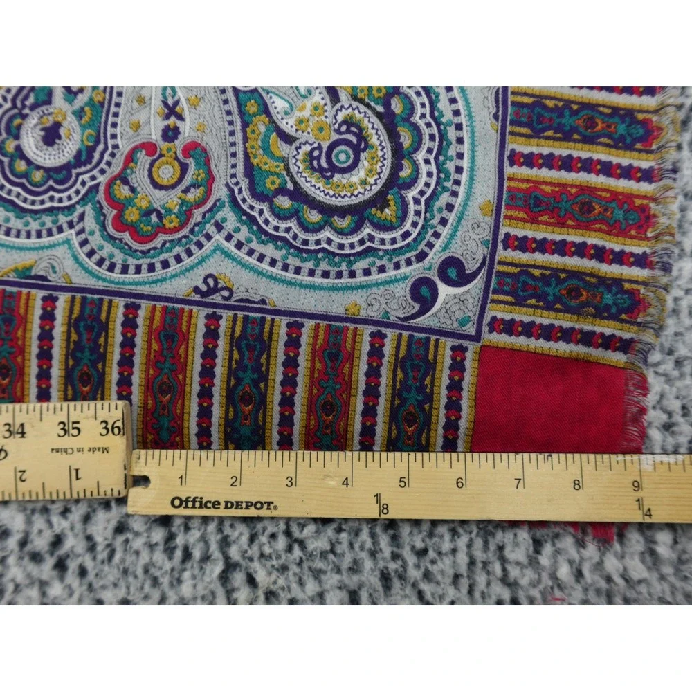 Amanda Smith Wool Scarf Womens OS Red Paisley Square Wrap Made in Japan‎ 31x31
